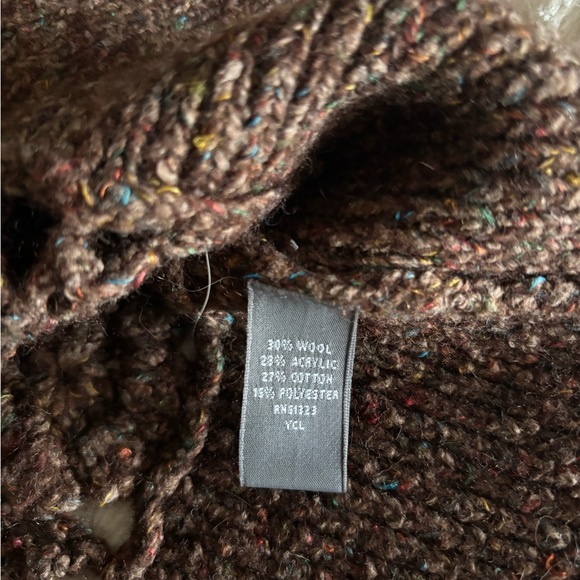 Unique Josephine Chaus brown open knit chunky wool blend sweater - size Large - Picture 4 of 4